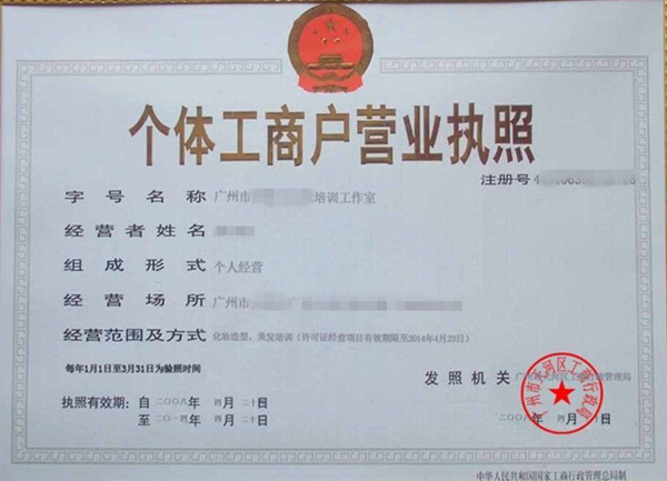 美容院營業執照